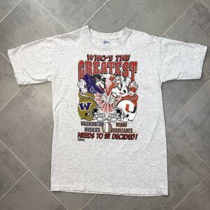 Vintage 1991 Washington Huskies Miami Hurricanes Tee Salem L Rare